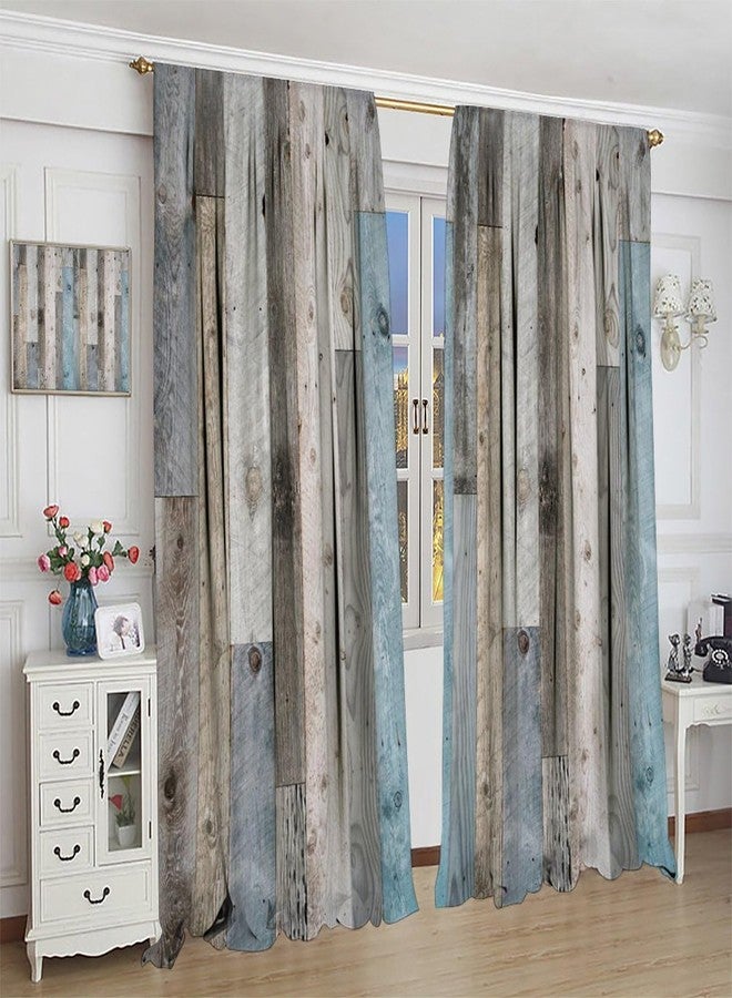 YCness Old Plank Door Curtains Rustic Farmhouse Wooden Cabin Rural Theme Art Printed Window Drapes for Bedroom Living Room Kitchen Decor Fabric Set 2 Panel 42x45 Inch 30% Shading Rate - Image 5